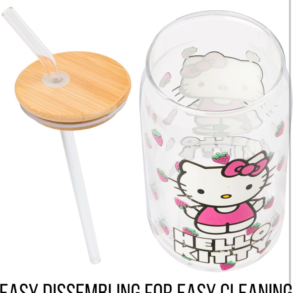 Hello Kitty Glass Tumbler with Straw - Picture 7 of 8